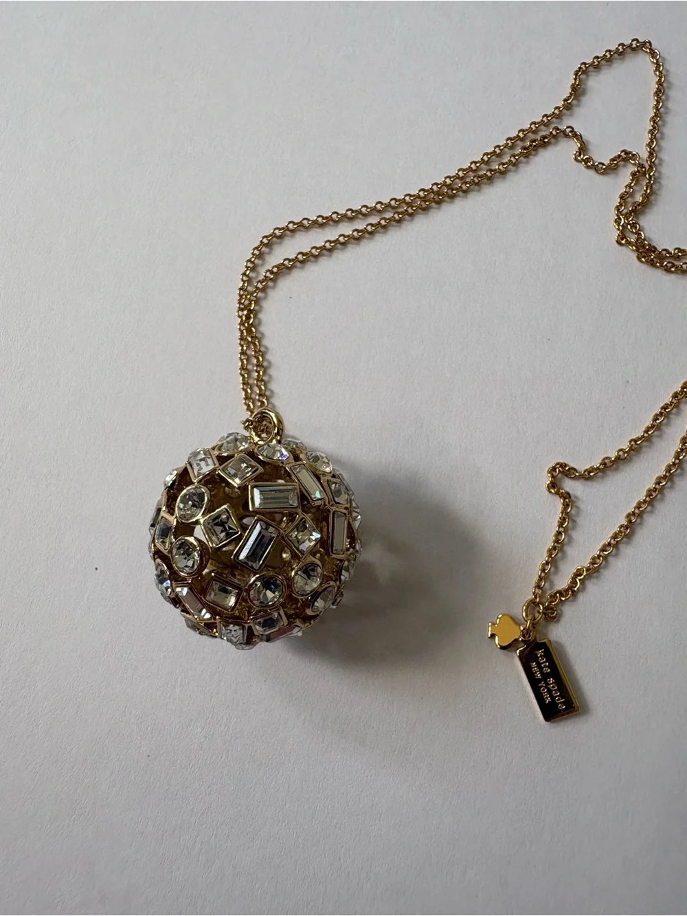 KATE SPADE On The Dot Pendant Cubic Zirconia Sphere Ball Necklace Party Festive